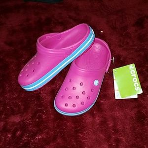 Pink and Blue Crocs